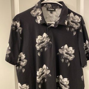 Express size L men’s black floral polo